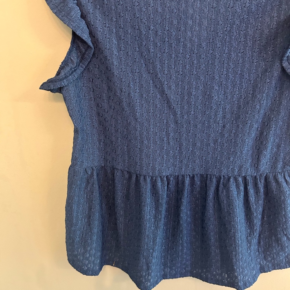 NWT Steve Madden Y2K blue Steve Textured Cap Sleeve Top tassel ties size M - Picture 11 of 11